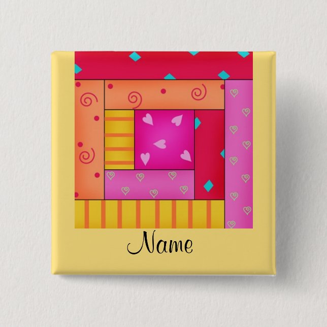 Badge Carré 5 Cm Insigne de bouton de nom de bloc de cabine de (Devant)