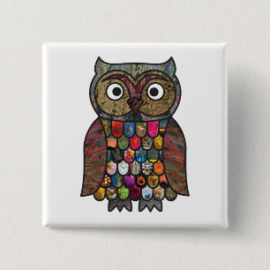 Badge Carré 5 Cm Insigne de carré de hibou de patchwork