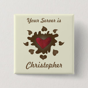 Badge Carré 5 Cm Insigne de l'employé du coeur au chocolat