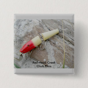 Badge Carré 5 Cm Insigne de leurre de la tête rouge du ruisseau Chu