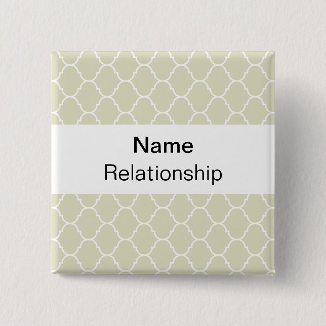 Badge Carré 5 Cm Insigne de mariage (caractère sans obit et sans (Devant)