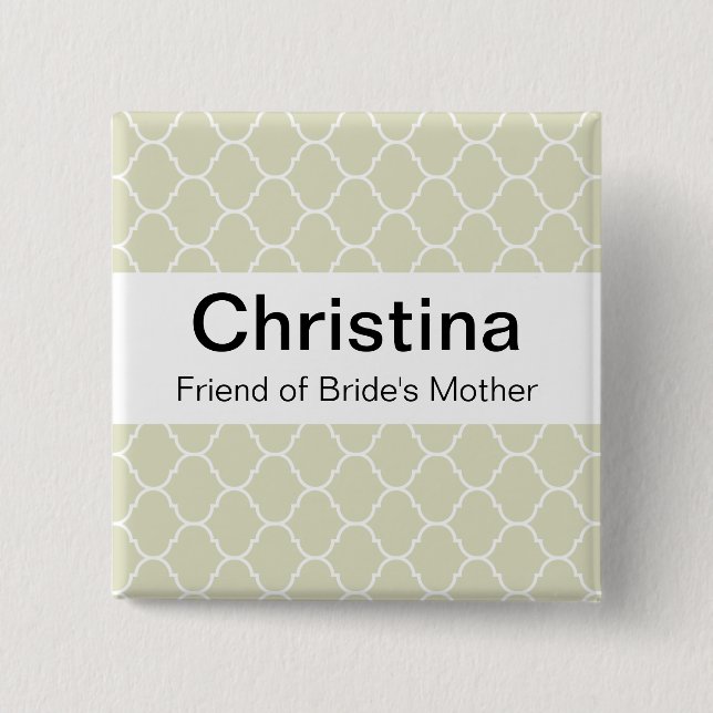 Badge Carré 5 Cm Insigne de mariage (grands caractère sans obit et (Devant)