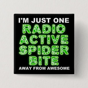 Badge Carré 5 Cm Insigne drôle de bouton de morsure radioactive