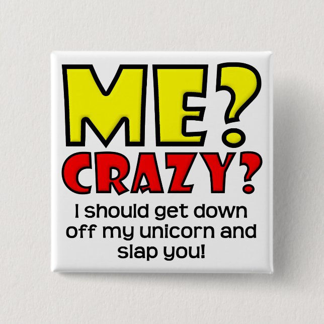 Badge Carré 5 Cm Insigne drôle fol de bouton de licorne (Devant)
