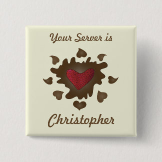 Badge Carré 5 Cm Insigne employé du coeur de chocolat
