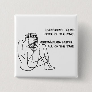 Badge Carré 5 Cm insigne fibro de maux, bouton, goupille