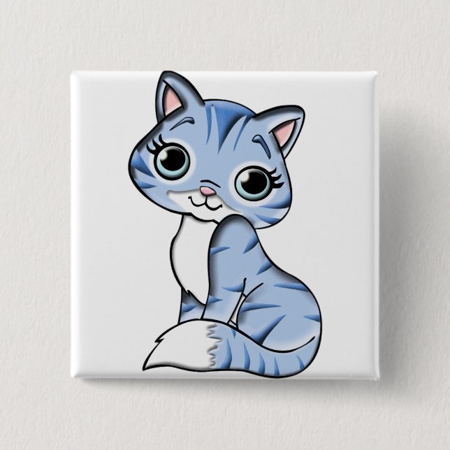 Badge Carré 5 Cm Insigne Jolie Kitty (Devant)