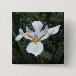 BADGE CARRÉ 5 CM INSIGNE MAUVE DE FLEUR D'IRIS