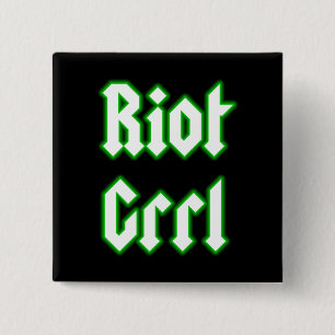 Badge Carré 5 Cm Insigne noir vert noir Grrl