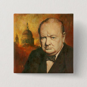 Badge Carré 5 Cm Insigne vintage Winston Churchill