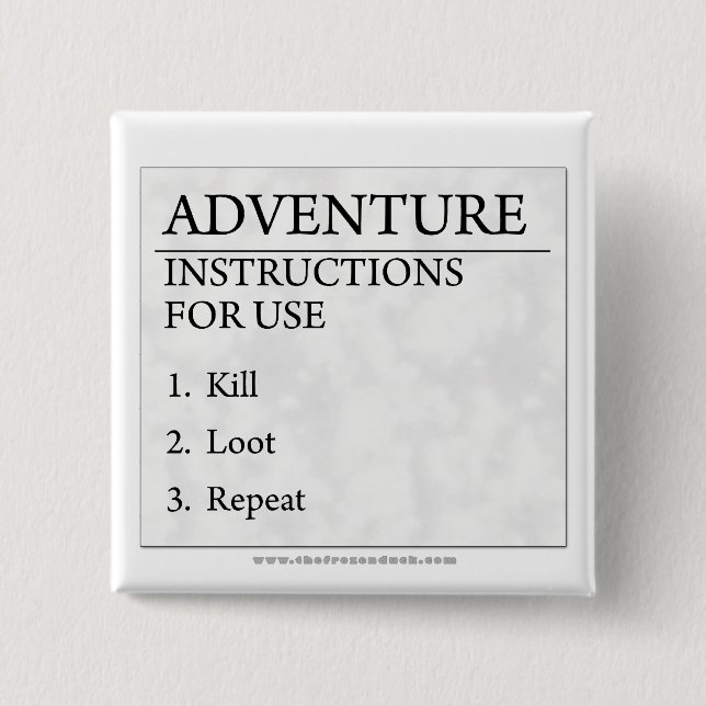Badge Carré 5 Cm Instructions d'aventure (Devant)