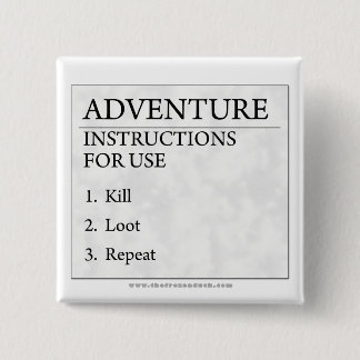 Badge Carré 5 Cm Instructions d'aventure