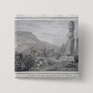 Badge Carré 5 Cm Insulaires et monuments de l'île de Pâques, 1786