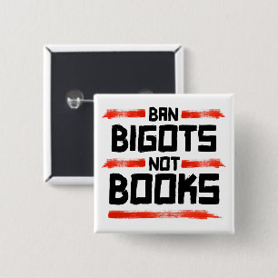 BADGE CARRÉ 5 CM INTERDIRE LES BIGOTS PAS LES LIVRES