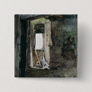 Badge Carré 5 Cm Intérieur du moulin à vent sur le champ de