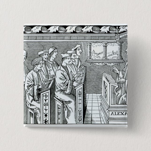 Badge Carré 5 Cm Intérieur d'une école (Devant)