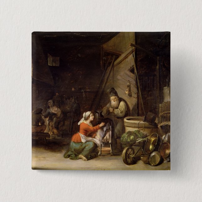 Badge Carré 5 Cm Intérieur rustique (Devant)