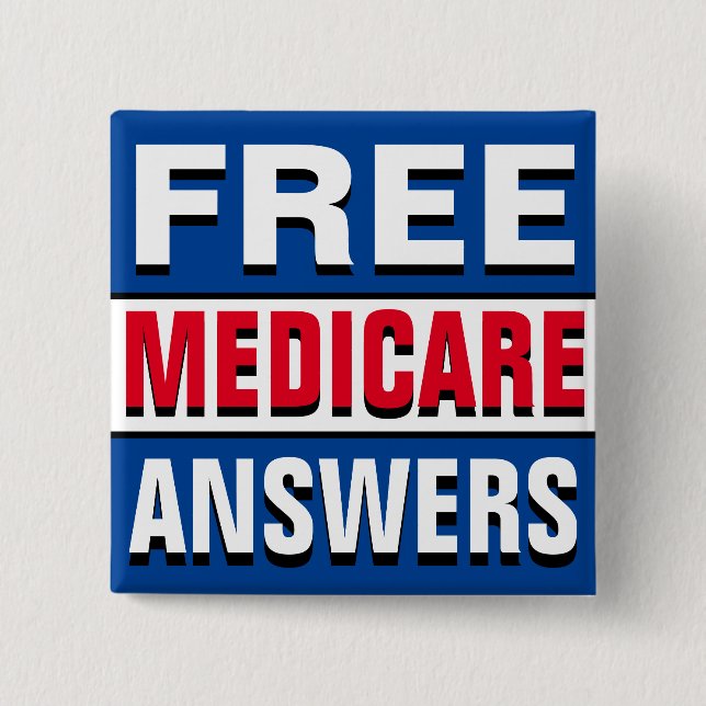 Badge Carré 5 Cm Interrogez-moi sur Medicare (Devant)