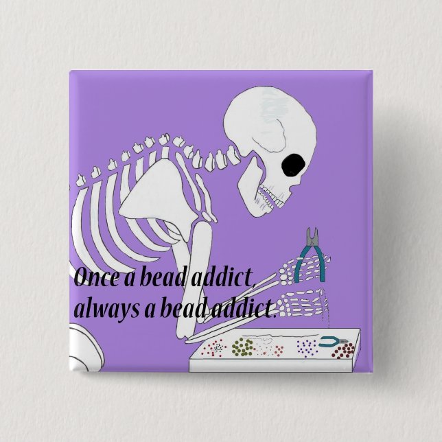 Badge Carré 5 Cm Intoxiqué de perle (Devant)