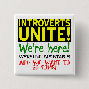 Badge Carré 5 Cm Introvertis Unite Funny Button Badton Pin
