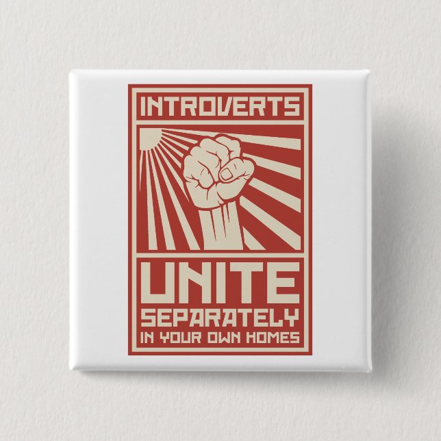 Badge Carré 5 Cm Introverts unissent séparément dans vos propres (Devant)