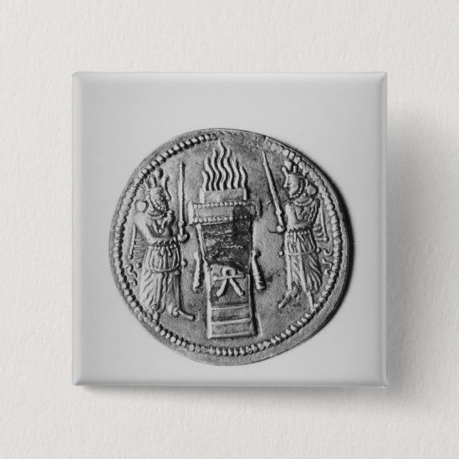 Badge Carré 5 Cm Inverse d'une pièce de monnaie de Shapur II (Devant)