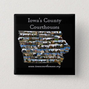 Badge Carré 5 Cm iowacountiesblack, tribunaux du comté de l'Iowa,