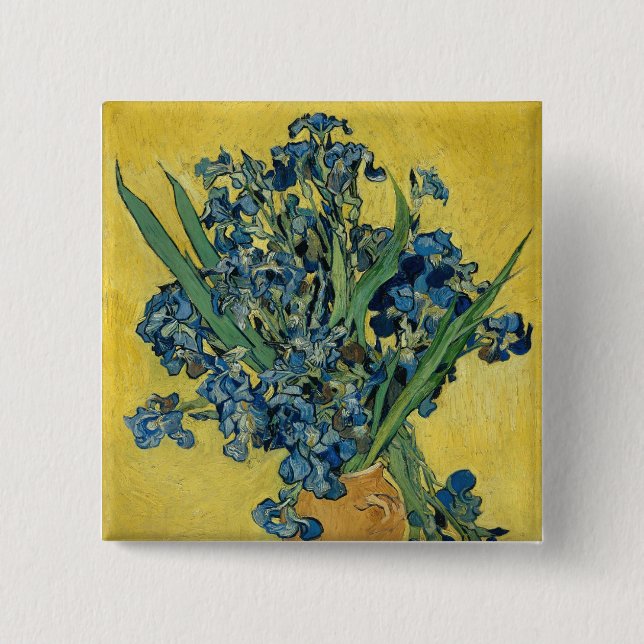 Badge Carré 5 Cm Irises - Vincent van Gogh Art (Devant)