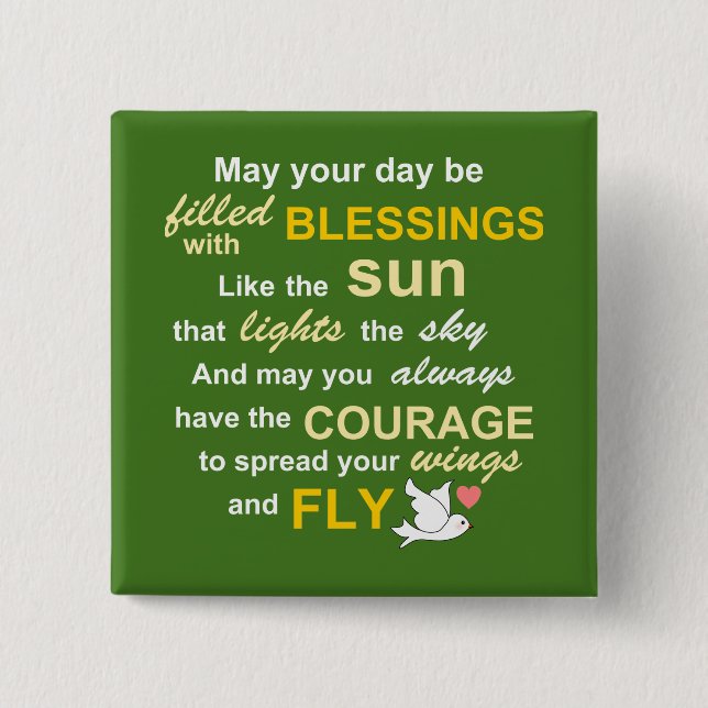 Badge Carré 5 Cm Irish Blessing for Courage - Typographie en vert (Devant)