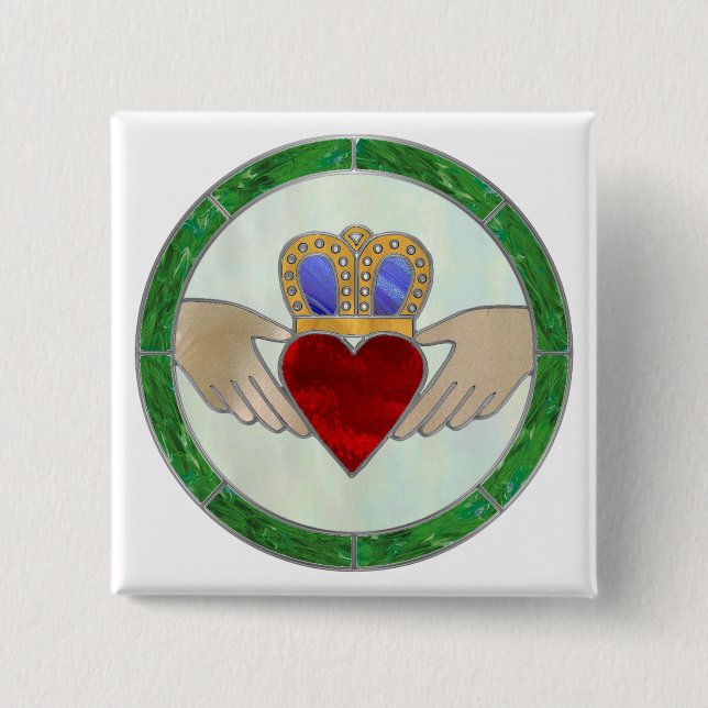Badge Carré 5 Cm Irish Claddagh (Devant)