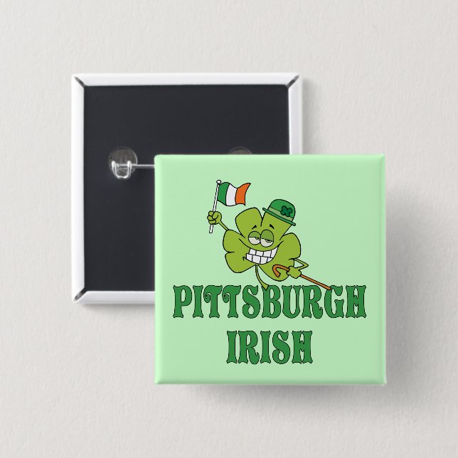 Badge Carré 5 Cm Irlandais de Pittsburgh (Devant & derrière)
