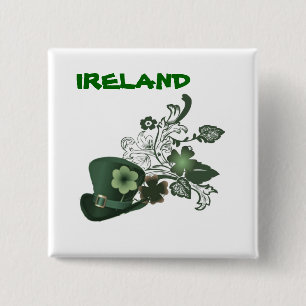 Badge Carré 5 Cm Irlande Élégant Casquette Shamrock
