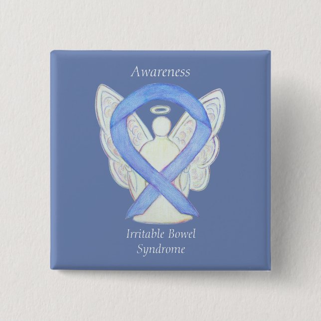Badge Carré 5 Cm Irritable Syndrome de l'intestin Ribbon IBS Pin (Devant)