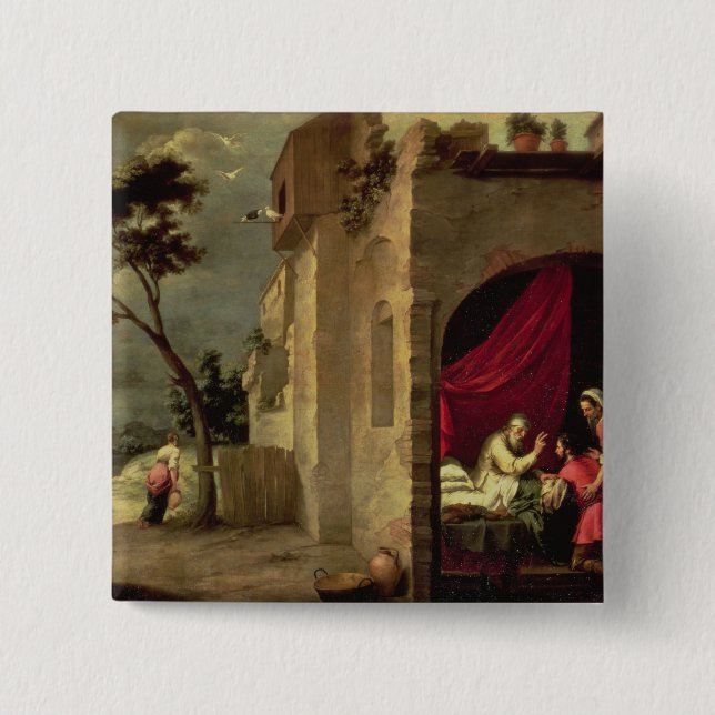 Badge Carré 5 Cm Isaac bénissant Jacob (Devant)