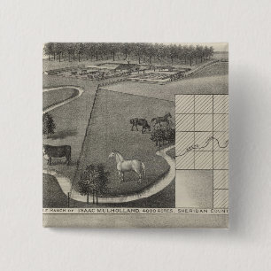 Badge Carré 5 Cm Isaac Mulholland Ranch and Residence, Kansas