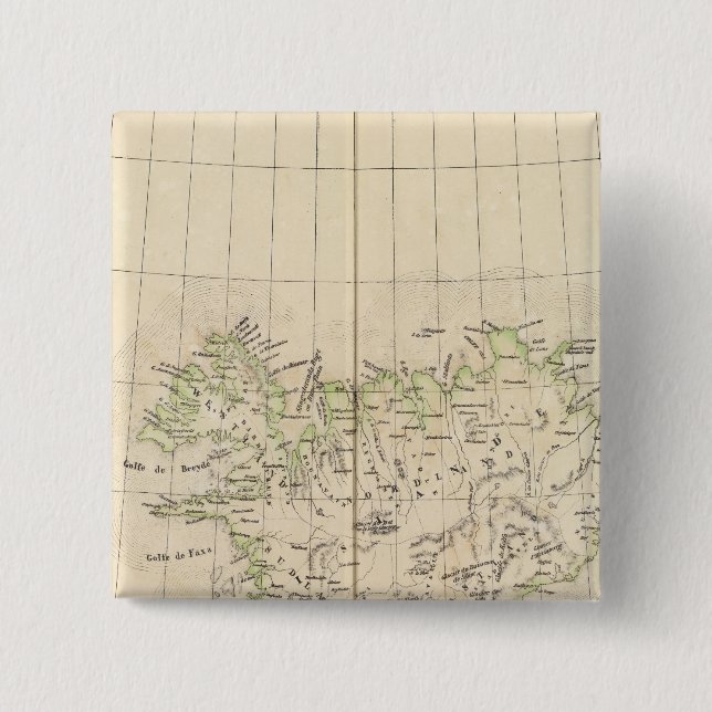 Badge Carré 5 Cm Islande, Europe (Devant)