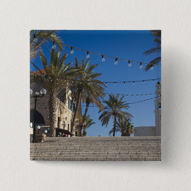 Badge Carré 5 Cm Israel, Tel Aviv, Jaffa, stairs, Old Jaffa (Devant)