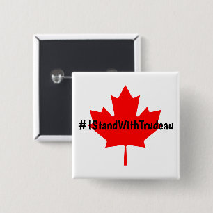 Badge Carré 5 Cm #IStandWithTrudeau Hashtag Trudeau Libéraux Canad