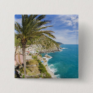 Badge Carré 5 Cm Italie, Cinque Terre, Vernazza, ville sur les cote