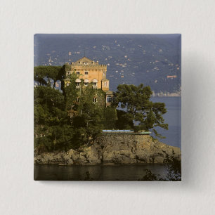 Badge Carré 5 Cm Italie, Portofino. Vie panoramique sur la