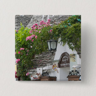 Badge Carré 5 Cm Italie, Pouilles, Alberobello, Terre des Trulli,