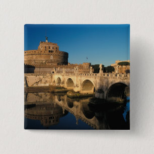 Badge Carré 5 Cm Italie, Rome, Castel Sant'Angelo et rivière