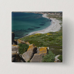 Badge Carré 5 Cm Italie, Sardaigne, Tharros. Vue depuis l'espagnol
