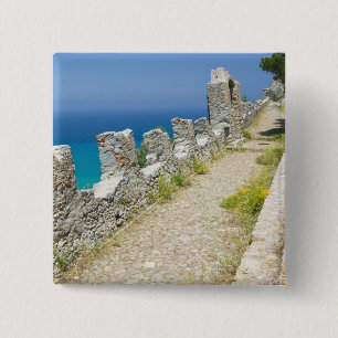 Badge Carré 5 Cm Italie, Sicile, Cefalu, Promenade le long de la fa