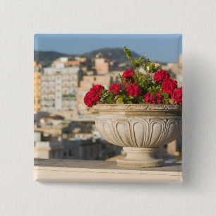 Badge Carré 5 Cm Italie, Sicile, Termini Imerese, Vue & Fleurs