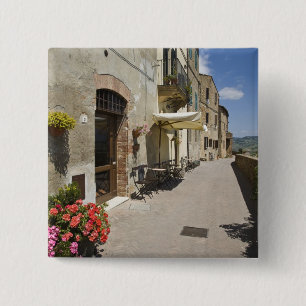 Badge Carré 5 Cm Italie, Toscane, Pienza. Promenade extérieure auto