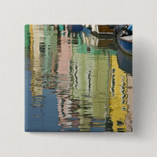 Badge Carré 5 Cm Italie, Venise, Burano. Maisons multicolores le lo