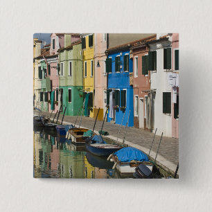 Badge Carré 5 Cm Italie, Venise, Burano. Maisons multicolores le lo