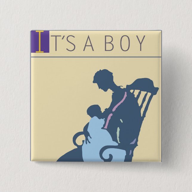 Badge Carré 5 Cm <It's a Boy> par Steve Collier (Devant)