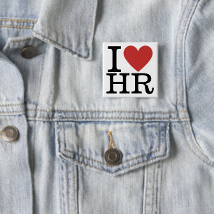 Badge Carré 5 Cm J'❤️ Aime Le Bouton Du Carré RH - Pour Le Personne